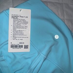 💎 NWT Lululemon Align HR Pant 25” – Cyan Blue – Size 8